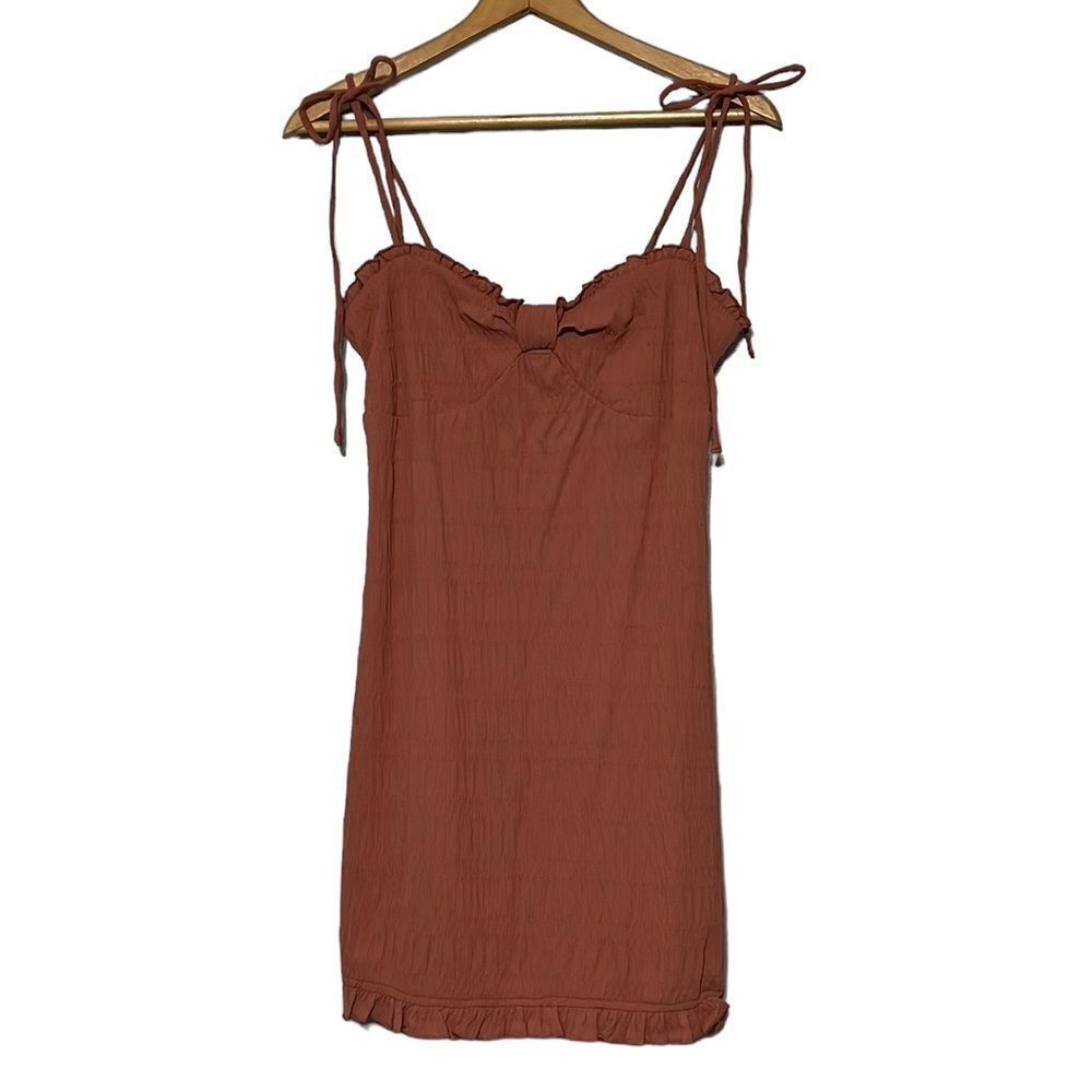 Sundress Junior’s Size Large Speechless Tie Shoulder Puckered Knit Mauve NEW